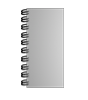 Broschüre mit Metall-Spiralbindung, Endformat DIN lang (99 x 210 mm), 112-seitig