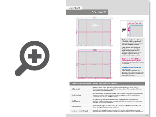 Product Bild speisekarte__gefalzt_auf_17_0_cm_x_24_0_cm__6-seiter_(2-bruch_fensterfalz)